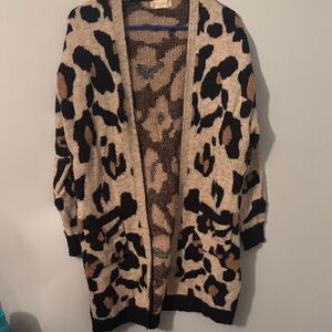 Altar'd State Black and Tan Patterned Cardigan